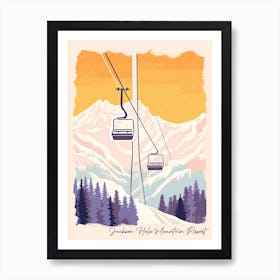 Poster Of Jackson Hole Mountain Resort   Wyoming, Usa, Ski Resort Pastel Colours Illustration 1 Art Print