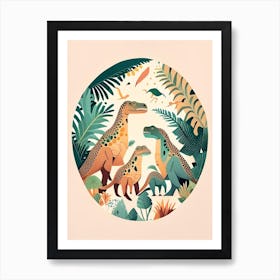 Dinosaur Family Terrazzo Style Dinosaur Art Print