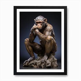 Thinker Monkey Statue 1 Art Print