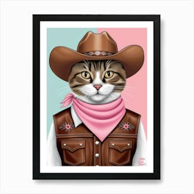 Cowgirl Cat 1 Art Print