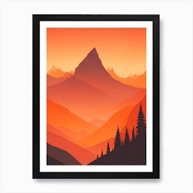 Misty Mountains Vertical Composition In Orange Tone 84 Art Print