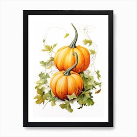 Jarrahdale Pumpkin Watercolour Illustration 4 Art Print