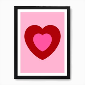 Pink and Red Love Heart Art Print