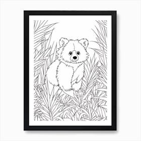 Line Art Jungle Animal Red Panda 3 Art Print