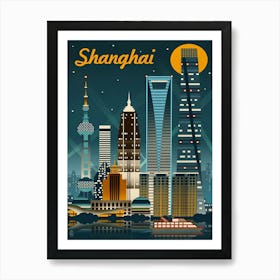 Shanghai City Skyline Art Print