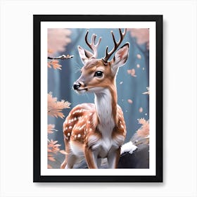 Deer In The Forest 4 Art Print