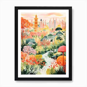 Gardens By The Bay, Singapore In Autumn Fall Illustration 2 Art Print