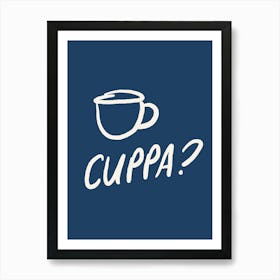 Cuppa blue and cream kitchen Art Print