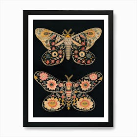 Nocturnal Butterfly William Morris Style 5 Póster