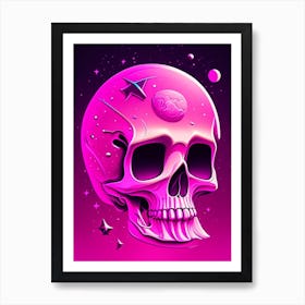 Skull With Cosmic Themes 4 Pink Pop Art Art Print