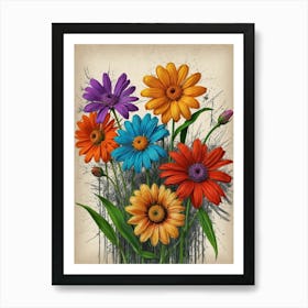 Colorful Gerberas Art Print