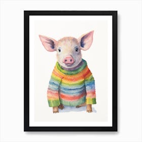 Baby Animal Wearing Sweater Pig 2 Art Print