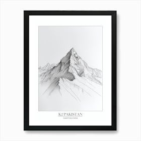 K2 Pakistanchina Line Drawing 3 Poster Art Print