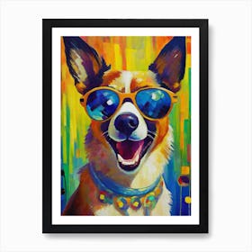 Corgi Wearing Sunglasses Art Print