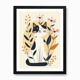 Cat With Flowers 7 Art Print