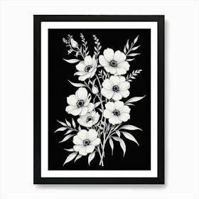 Black And White Flowers 3 Art Print