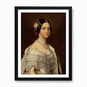 Vintage Woman Portrait, Muted Neutral Colors Art Print