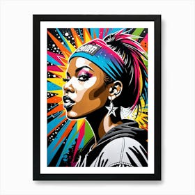 Graffiti Mural Of Beautiful Hip Hop Girl 35 Art Print