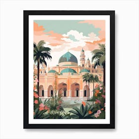 The Great Mosque Of Cordoba   Cordoba, Spain   Cute Botanical Illustration Travel 2 Art Print