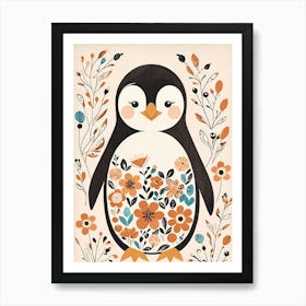 Floral Cute Baby Penguin Nursery (9) Art Print