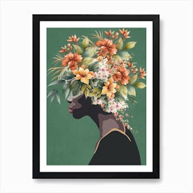 Profile Of A Woman With Flowers 1 Art Print