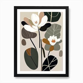 Bloodroot Wildflower Modern Muted Colours Art Print