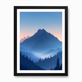 Misty Mountains Vertical Composition In Blue Tone 168 Art Print