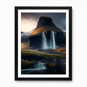 Kirkjufellsfoss, Iceland Realistic Photograph (2) Art Print