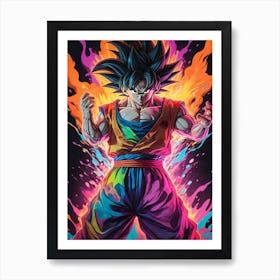 Goku Dragon Ball Z Neon Iridescent (14) Art Print