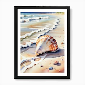 Seashell on the beach, watercolor painting 4 Art Print