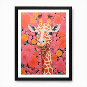 Giraffe Portrait With Patterns 2 Art Print