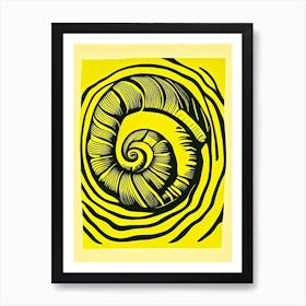 Snail Looking At A Snail Linocut Art Print