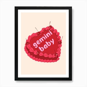 Gemini Baby Zodiac Cake Art Print