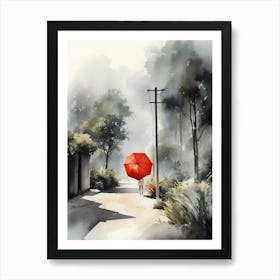 Red Umbrella Art Print