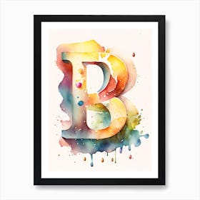 B  Letter, Alphabet Storybook Watercolour 1 Art Print