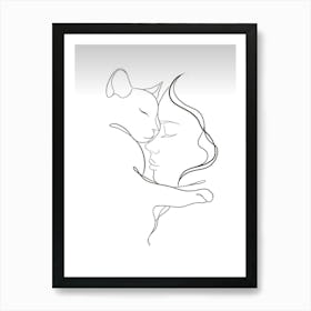 Portrait Of A Woman With A Cat Art Print