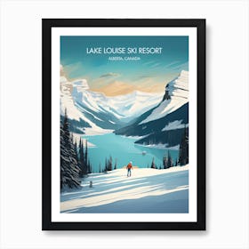 Poster Of Lake Louise Ski Resort   Alberta, Canada, Ski Resort Illustration 0 Art Print