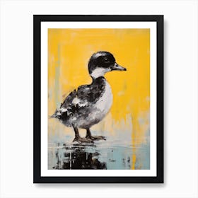 Yellow & Black Painting Of A Duckling Art Print