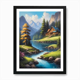 Cabin In The Mountains 4 Art Print