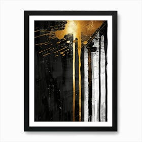 Gold And Black Abstract Painting 128 Art Print