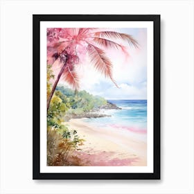 Watercolor Painting Of Flamenco Beach, Culebra Puerto Rico 4 Art Print
