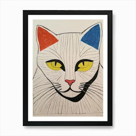 Cat With Blue Eyes Style Henri Matisse Art Print