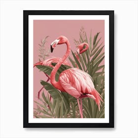 Andean Flamingo And Bird Of Paradise Minimalist Illustration 4 Art Print