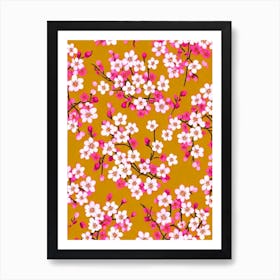 Cherry Blossom Floral Print Retro Pattern 2 Flower Art Print