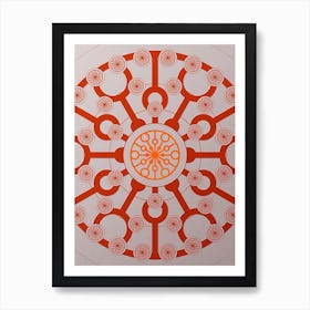 Geometric Abstract Glyph Circle Array in Tomato Red n.0042 Art Print