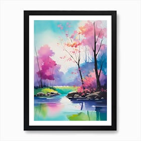 Tree By The Water Art Print