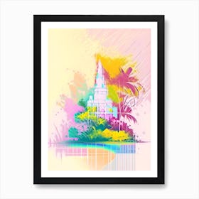 Mauritius Beach Watercolour Pastel Tropical Destination Art Print