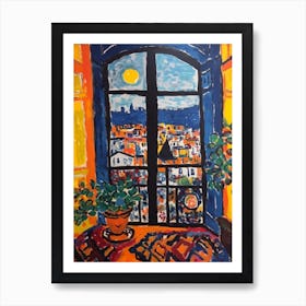 Window View Of Paris In The Style Of Fauvist 2 Art Print