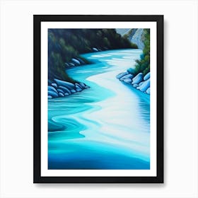 River Current Landscapes Waterscape Marble Acrylic Painting 1 Art Print