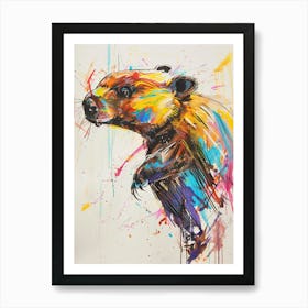 Beaver Colourful Watercolour 2 Art Print